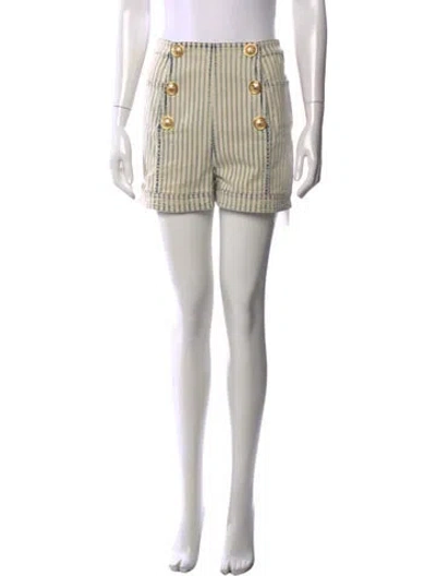 Pre-owned Balmain Striped Mini Shorts In Blue/neutrals