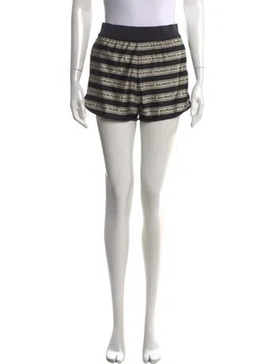 Pre-owned Balmain Striped Mini Shorts In White