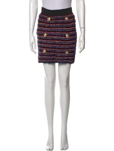 Pre-owned Balmain Striped Mini Skirt In Black