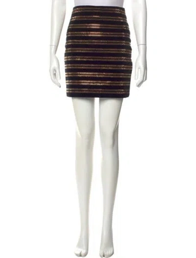 Pre-owned Balmain Striped Mini Skirt In Black