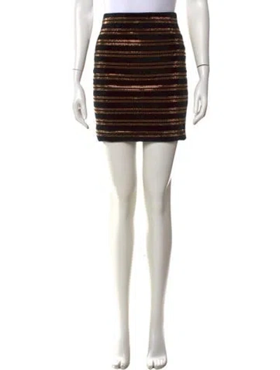 Pre-owned Balmain Striped Mini Skirt In Black