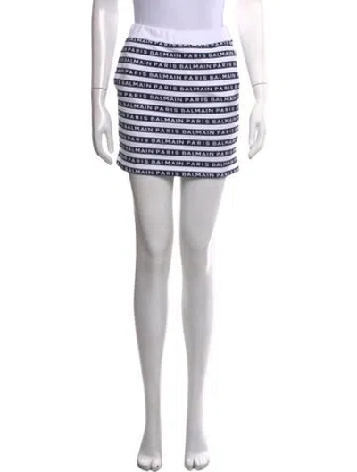 Pre-owned Balmain Striped Mini Skirt In Black