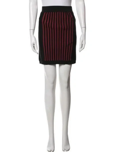 Pre-owned Balmain Striped Mini Skirt In Black