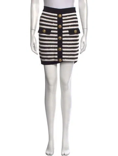 Pre-owned Balmain Striped Mini Skirt In Black
