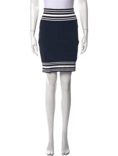 Pre-owned Balmain Striped Mini Skirt In Blue