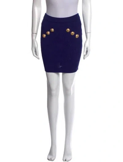 Pre-owned Balmain Striped Mini Skirt W/ Tags In Blue
