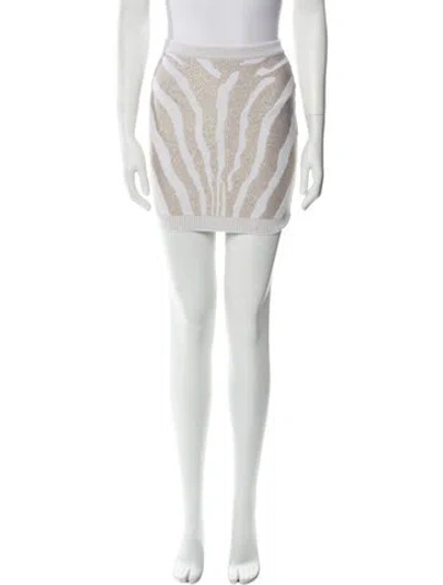 Pre-owned Balmain Striped Mini Skirt W/ Tags In Neutral