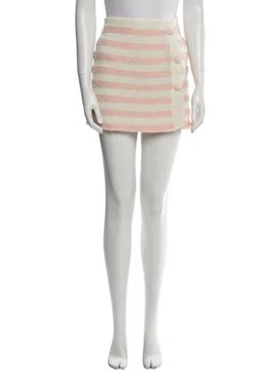Pre-owned Balmain Striped Mini Skirt W/ Tags In Neutral