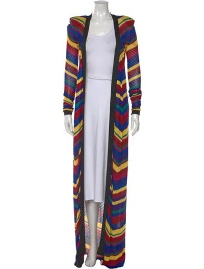 Pre-owned Balmain Striped Open Front Sweater In Multi