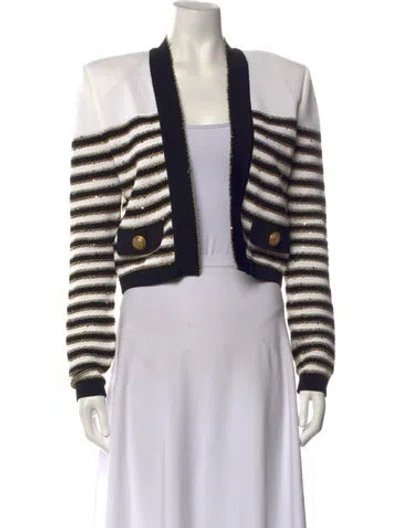 Pre-owned Balmain Striped Open Front Sweater In Neutrals