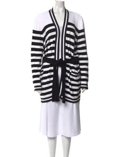 Pre-owned Balmain Striped Open Front Sweater In White