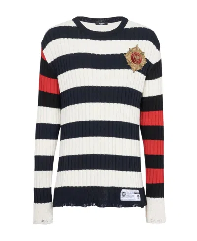 Balmain Striped Pattern Jumper In Black