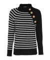 Balmain Embossed-button Striped Jumper In Black