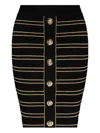 Balmain Striped Ribbed-knit Miniskirt In Black