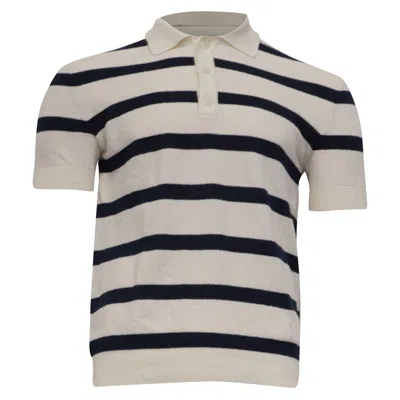 Pre-owned Balmain Striped Polo Shirt In Cream Cotton In Multi