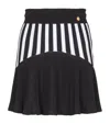 Balmain Striped Knit Pleated Mini Skirt In Black