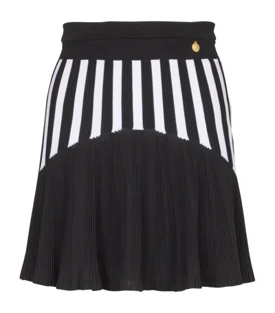 Balmain Striped Rib-knit Mini Skirt In Black