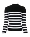 Balmain Striped Sweater In Black