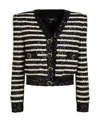 Balmain Black And White Cropped Striped Jacket