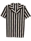 Balmain Striped Logo Print Short-sleeved Shirt