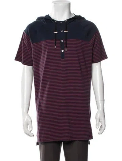Pre-owned Balmain Striped Short Sleeve Shirt In Blue