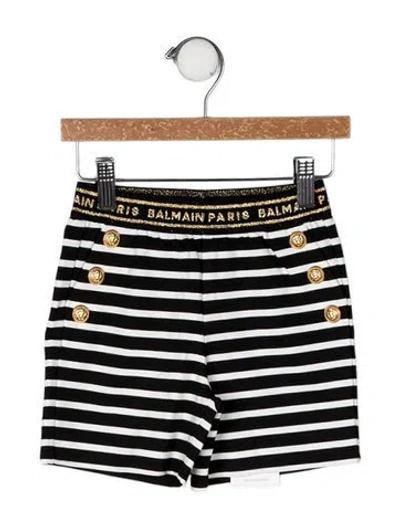 Pre-owned Balmain Babies' Striped Shorts W/tags In Black