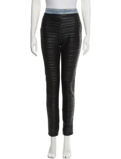 Pre-owned Balmain Striped Skinny Leg Pants In Black