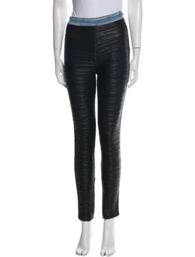 Pre-owned Balmain Striped Skinny Leg Pants In Black