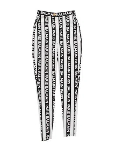 Pre-owned Balmain Striped Skinny Leg Pants In White