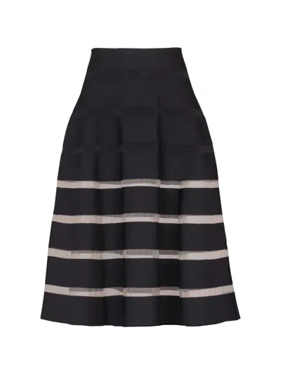 Balmain Panelled Flared Skirt In Black