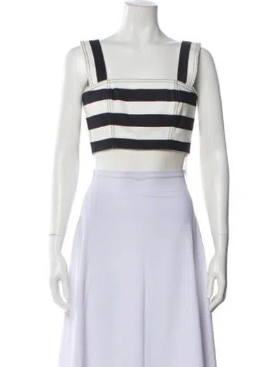 Pre-owned Balmain Striped Square Neckline Crop Top In Multi