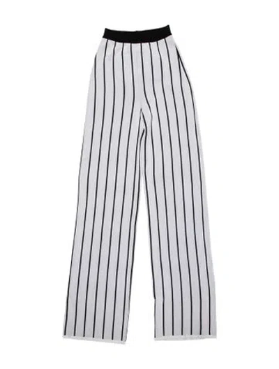 Pre-owned Balmain Striped Straight Leg Pants In Black/white