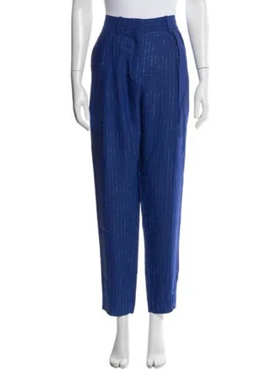 Pre-owned Balmain Striped Straight Leg Pants In Blue