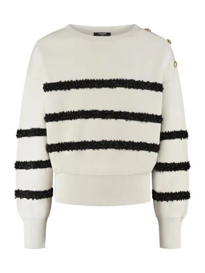 Balmain Kids' Striped Sweater In Gray