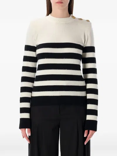 Balmain Striped Knit Cardigan Long Sleeves Buttons In Multi