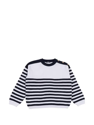 Balmain Kids' Striped Sweater In White