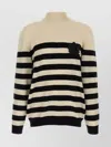 Balmain Striped Sweater With Ribbed Cuffs And Hem In Multi