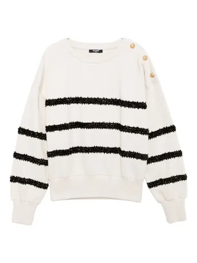Balmain Kids' Striped Sweatshirt In Neutral