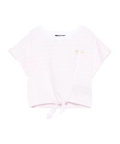 BALMAIN BALMAIN KIDS STRIPED TIE-FRONT T-SHIRT