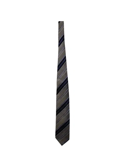 Pre-owned Balmain Striped Tie In Gray