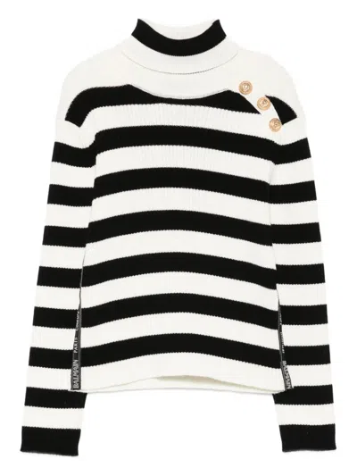 Balmain Kids' Striped Turtleneck Sweater In Multi