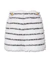 Balmain Striped Tweed Shorts In White