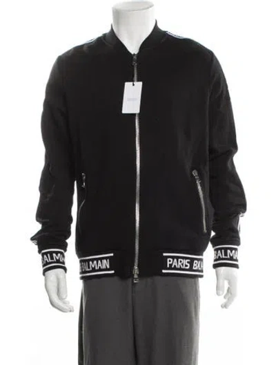 Pre-owned Balmain Striped Varsity Jacket In Black