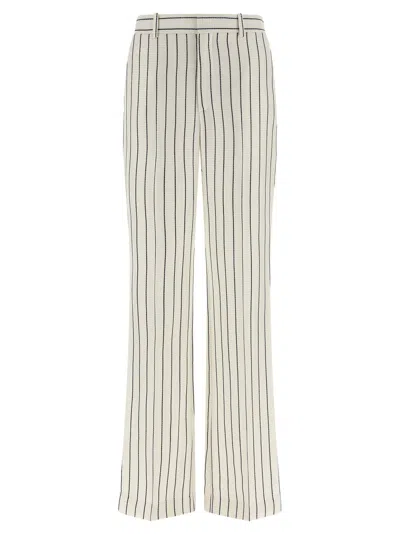 Balmain Striped Viscose-linen Trousers In Cream