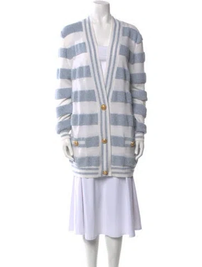 Pre-owned Balmain Striped V-neck Sweater In Multi