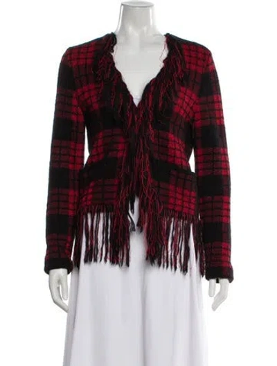 Pre-owned Balmain Striped V-neck Sweater In Red