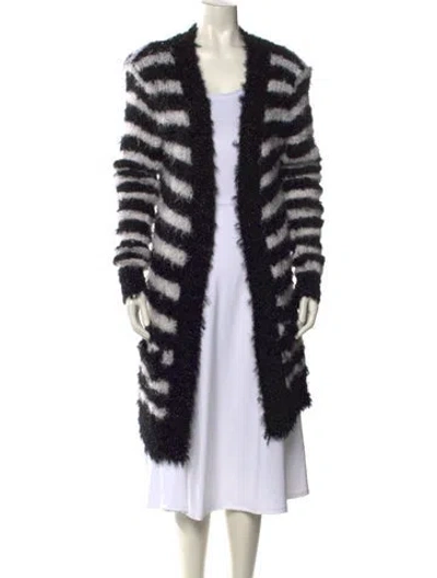 Pre-owned Balmain Striped V-neck Sweater W/ Tags In Black