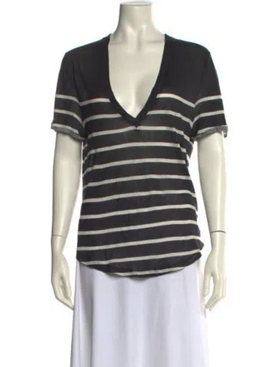 Pre-owned Balmain Striped V-neck T-shirt In Multi