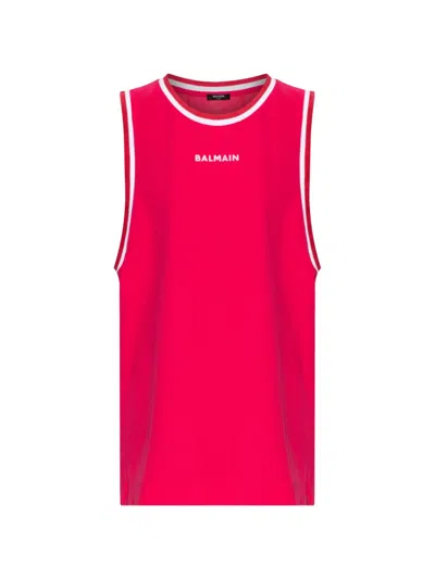 Balmain Striped-trim Mini Dress In Pink