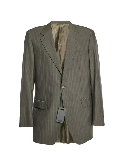 Pre-owned Balmain Stripe-pattern Single-breasted Blazer In Gray